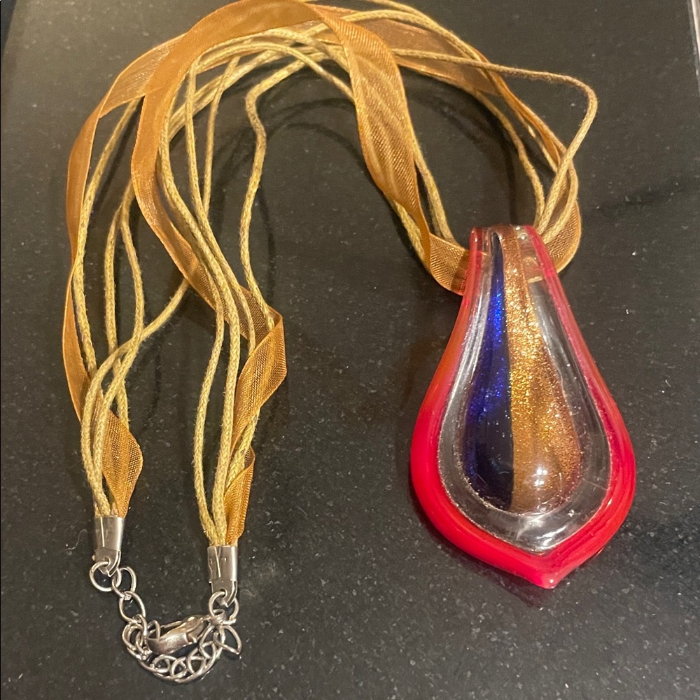 Vibrant Murano Teardrop Pendant Necklace